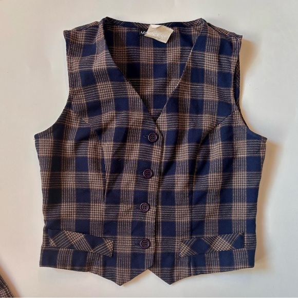 My Michelle Blue and Brown Plaid Skirt Set - Picture 6 of 8